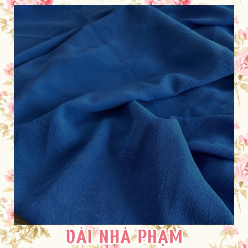 Lụa tằm ý dập gãy màu xanh dương - khổ 1.5m - vải nhà phạm
