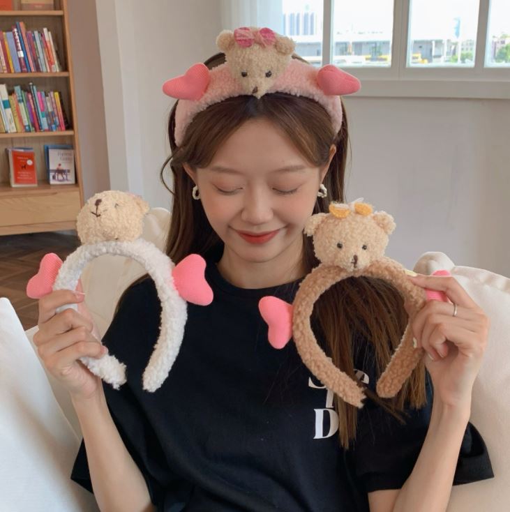 Băng Đô, Bờm Cài Tóc Gấu Phối Tim Siêu Cute M18