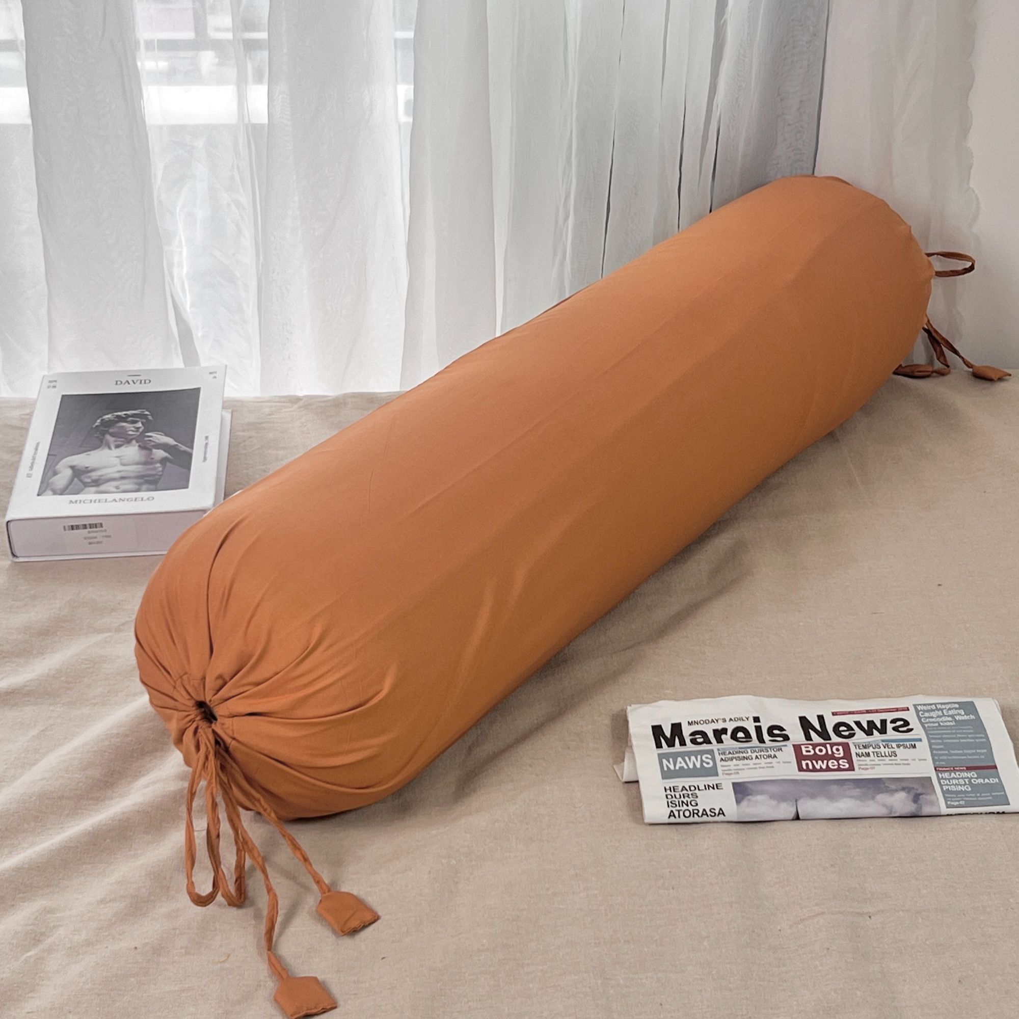 Vỏ gối ôm Cotton Tici Lidaco dây vải buộc kích thước 35x100cm