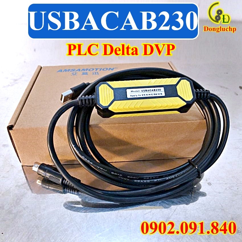 Cáp lập trình plc delta dvp usbacab230 mầu vàng đen chính hãng