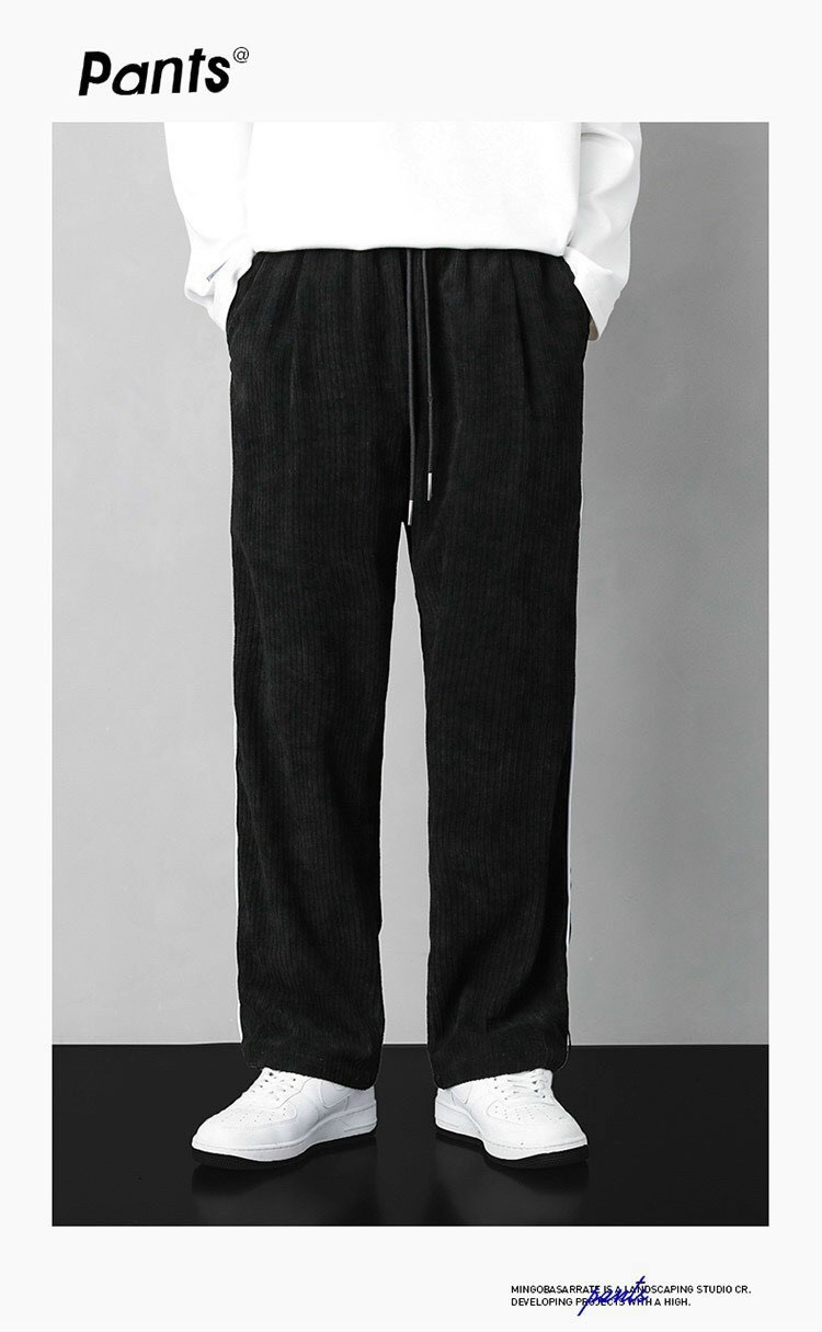 QUẦN NHUNG UNISEX 1 SỌC, QUẦN ỐNG RỘNG NAM, QUẦN ỐNG SUÔNG, QUẦN NHUNG DÀY MẶC ĐI CHƠI, ĐI HỌC - ĐT
