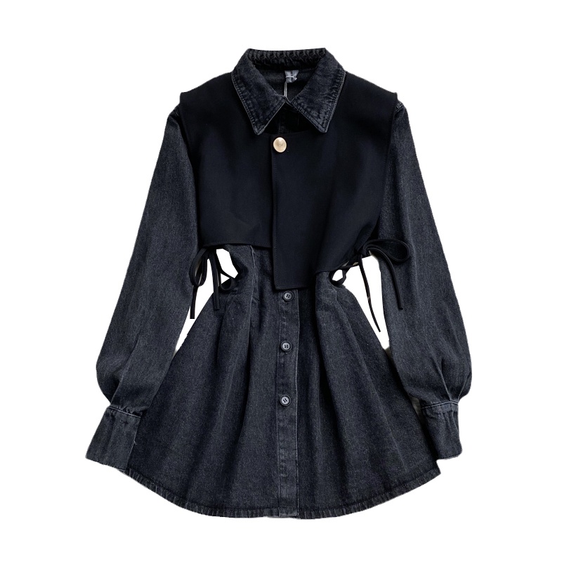 (Hàng ord) Váy Jeans Denim kèm vest, Đầm denim dáng ngắn Ulzzang Style