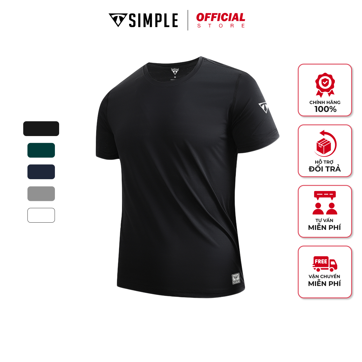 Áo Thể Thao Nam TSIMPLE thun lạnh tập gym cổ tròn ngắn tay vải thoáng mát co giãn chuẩn form nhiều màu