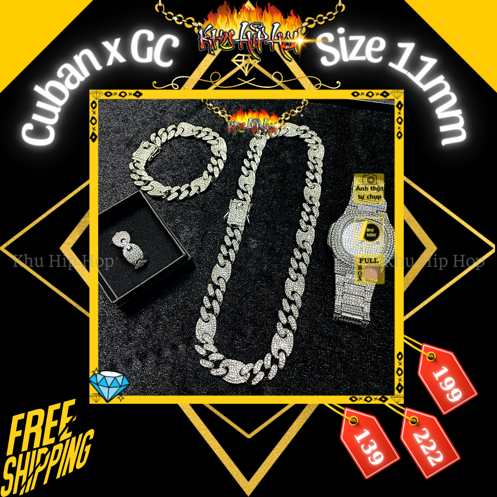 Vòng cổ, dây chuyền hip hop cuban x gc bling bling