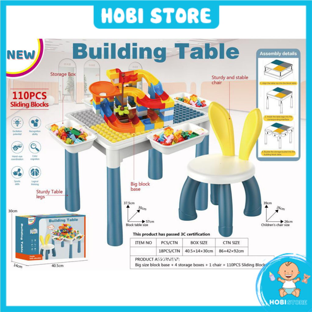 Bộ bàn ghế lego lắp ghép đa năng kiêm bàn học cho bé tặng kèm túi đồ chơi