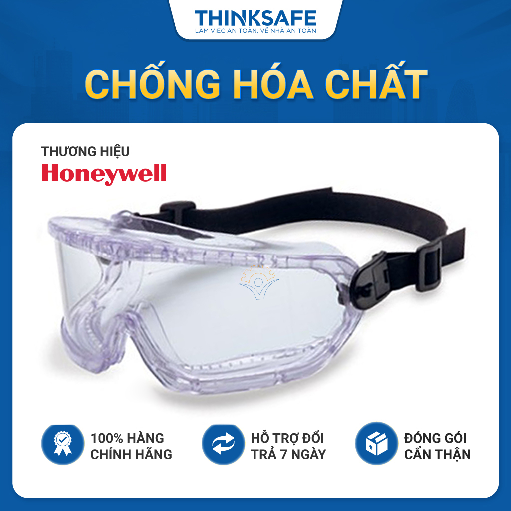 Kính bảo hộ chống bụi chống hóa chất Honeywell Vmaxx kính chống va đập chống tia uv giảm lóa có thể đeo cùng mặt nạ phòng độc kính cận - Thinksafe
