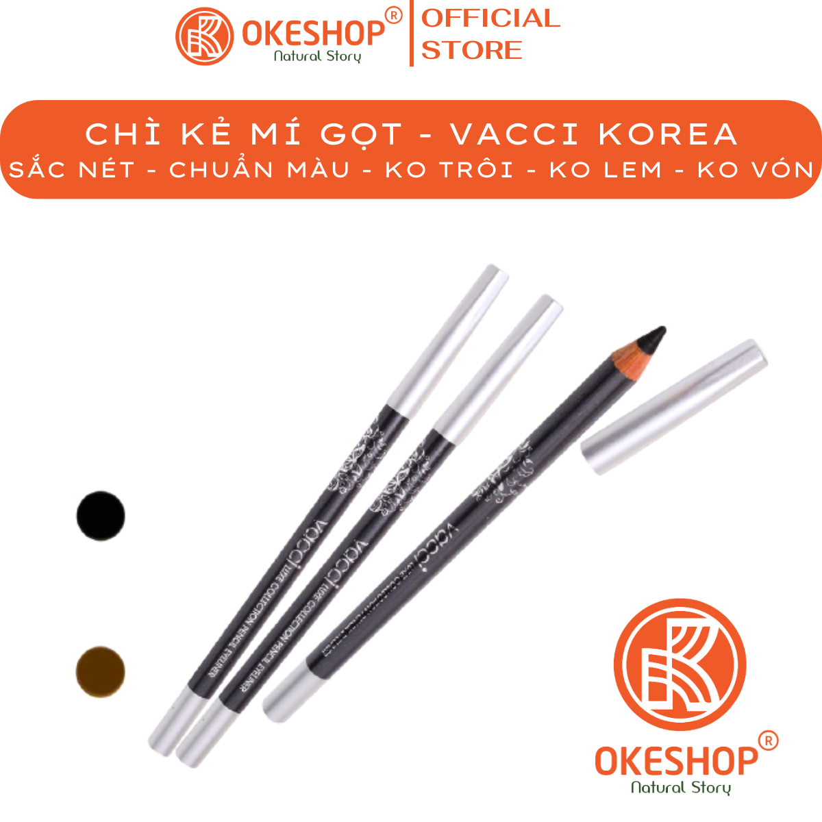 Chì viền mí vacci - cao cấp không lem - pencil eyeliner - không trôi - không vón cục