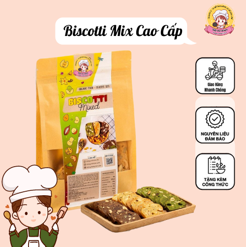 Bánh Biscotti ăn kiêng Mix 3 vị Cacao, Vani ,Socola 500g