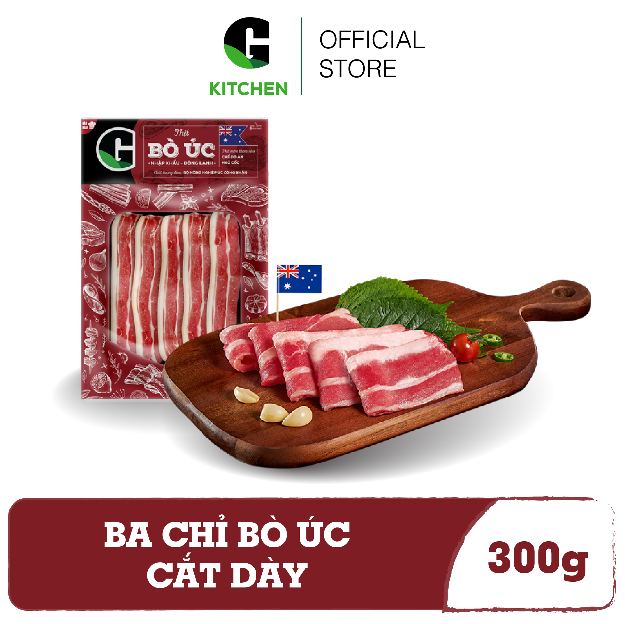 [Giao nội thành HCM] Ba Chỉ Bò Úc Cắt Dày G Kitchen 300g