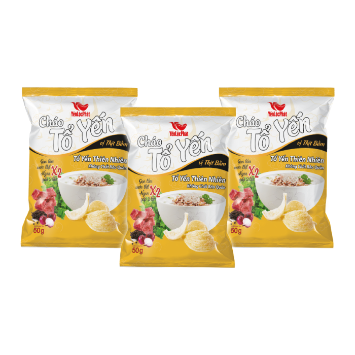 Combo 3 gói cháo tổ yến thịt bằm màu vàng - yến lộc phát 50g