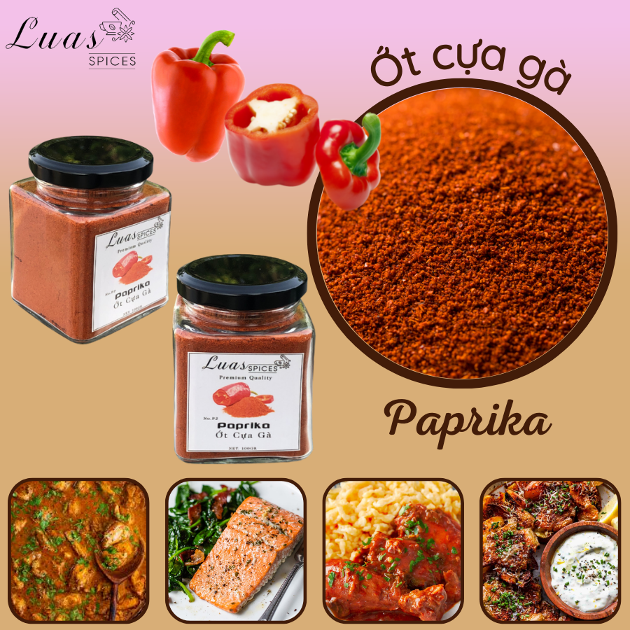Ớt cựa gà - paprika ground - lọ thủy tinh 200ml - gia vị chuẩn á âu