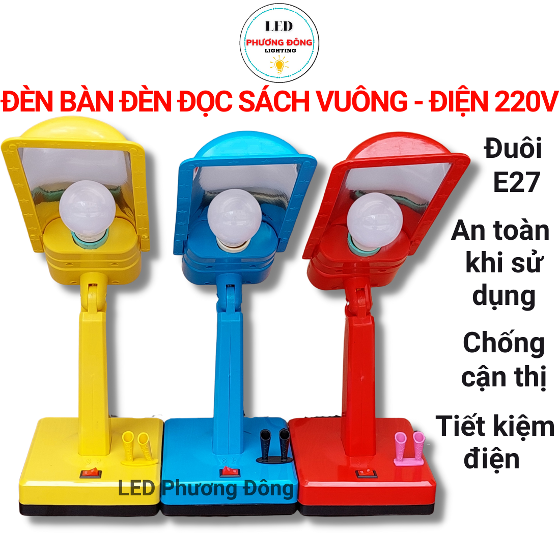 Đèn bàn vuông Đèn bàn Đèn đọc sách chống cận thị dành cho Học sinh, Sinh viên