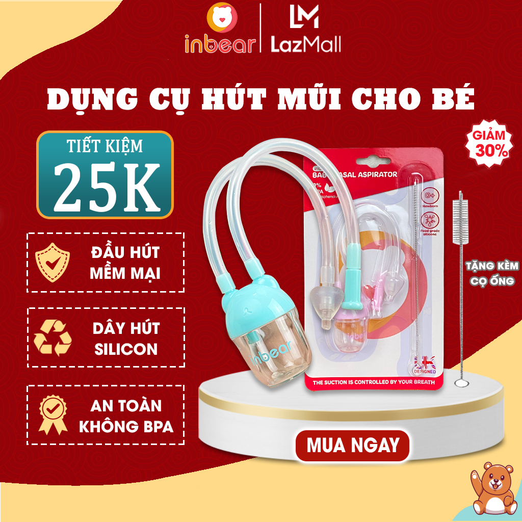 Hút mũi cho bé sơ sinh inbear hút dịch mũi, giúp bé thở dễ dàng, hiệu quả, an toàn cho bé - dụng cụ hút mũi cho bé sơ sinh ống hút mũi