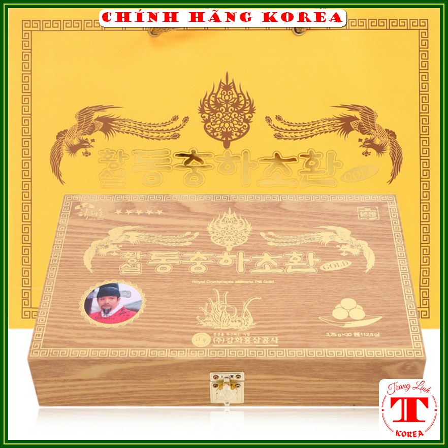 Đông trùng hạ thảo hộp gỗ 30 viên chính hãng - Tăng thể lực, ổn định huyết áp, phòng ung thư, tranglinhkorea