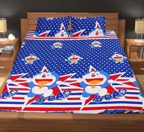Bộ Ga Kèm 2 áo gối Mẫu Doremon sao xanh
