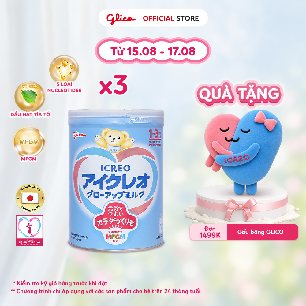 (ICREO SỐ 1) Combo 3 Lon Sữa Bột Dinh Dưỡng Glico Icreo Grow-Up Milk (820g/lon)