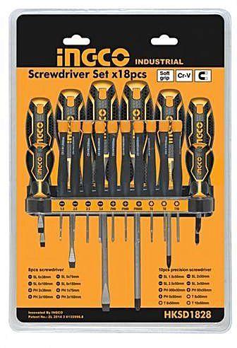 Bộ tuốc nơ vít 18 chi tiết ingco hksd1828