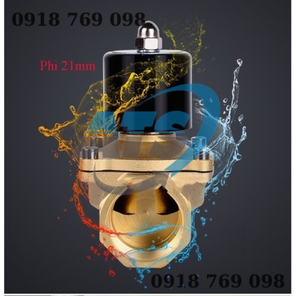 Van điện từ phi 21mm, 220v,thường đóng van khóa mở nước bằng điện 21mm