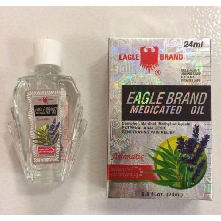 Dầu Gió Trắng Hương Lavender 2 Nắp Con Ó Singapore Nhập Mỹ 24ml - Dầu Trắng Eagle Brand
