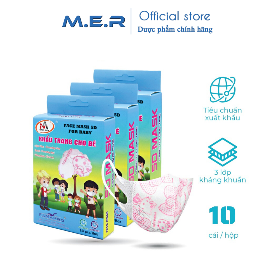 Khẩu trang trẻ em 5d - hộp 10 cái