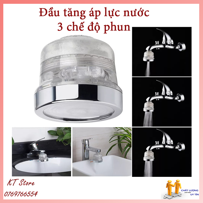 Đầu vòi rửa bát tăng áp lực nước 3 chế độ phun cao cấp