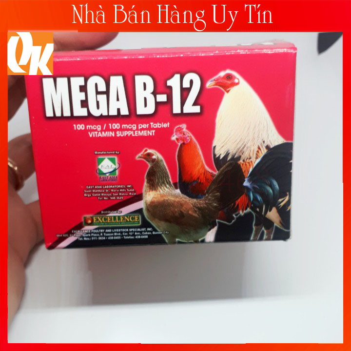 Mega b12 vĩ 10 viên-dinh dưỡng nuôi gà đá tăng bo đá mau hừng gà