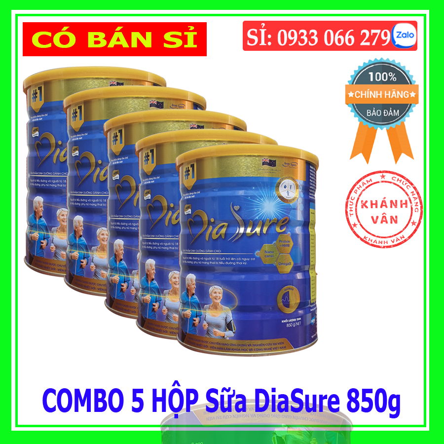[Hoàn Tiền Giảm 10%]-[CHÍNH HÃNG] Combo 5 Hộp Sữa Diasure 850g Của New Zealand Sữa Diasure Dành Cho Người Tiểu Đường