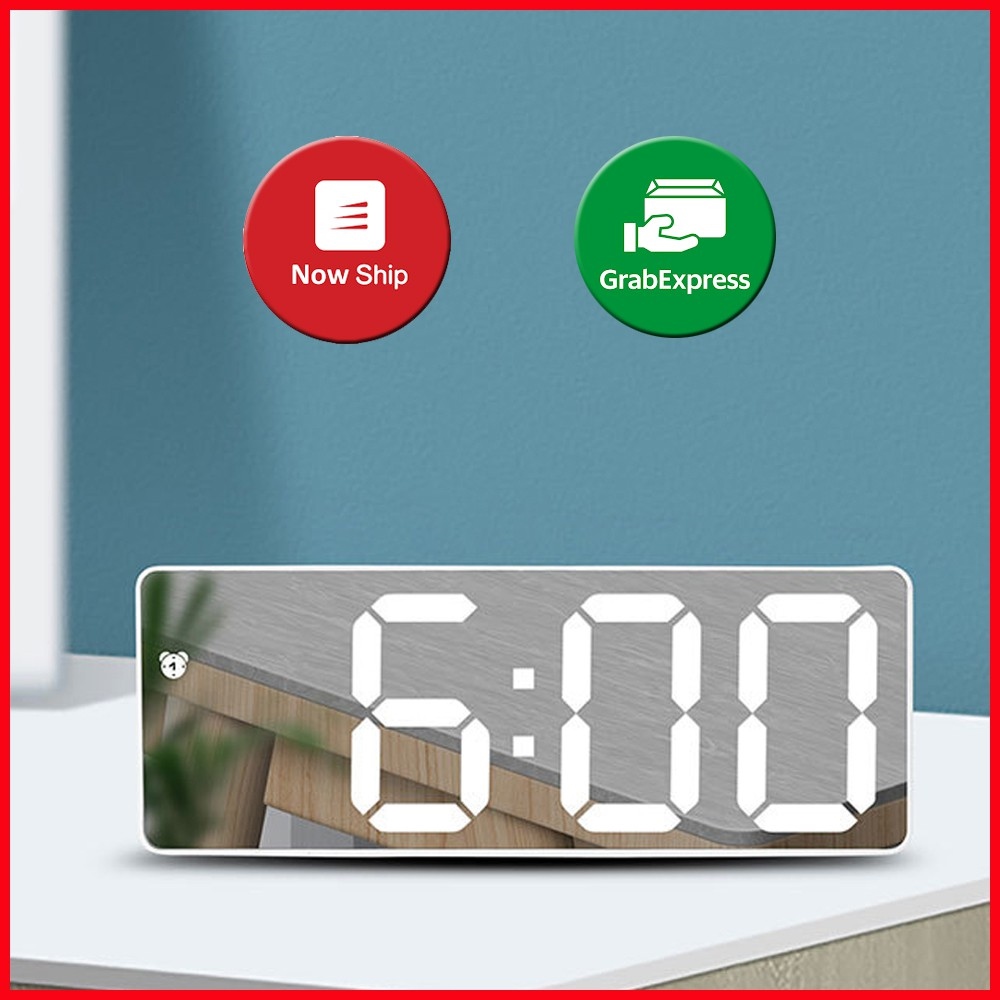 ✘✑ Đồng hồ led để bàn màn gương hiển thị thời gian nhiệt độ chuông báo thức cảm biến tự động mã G0712