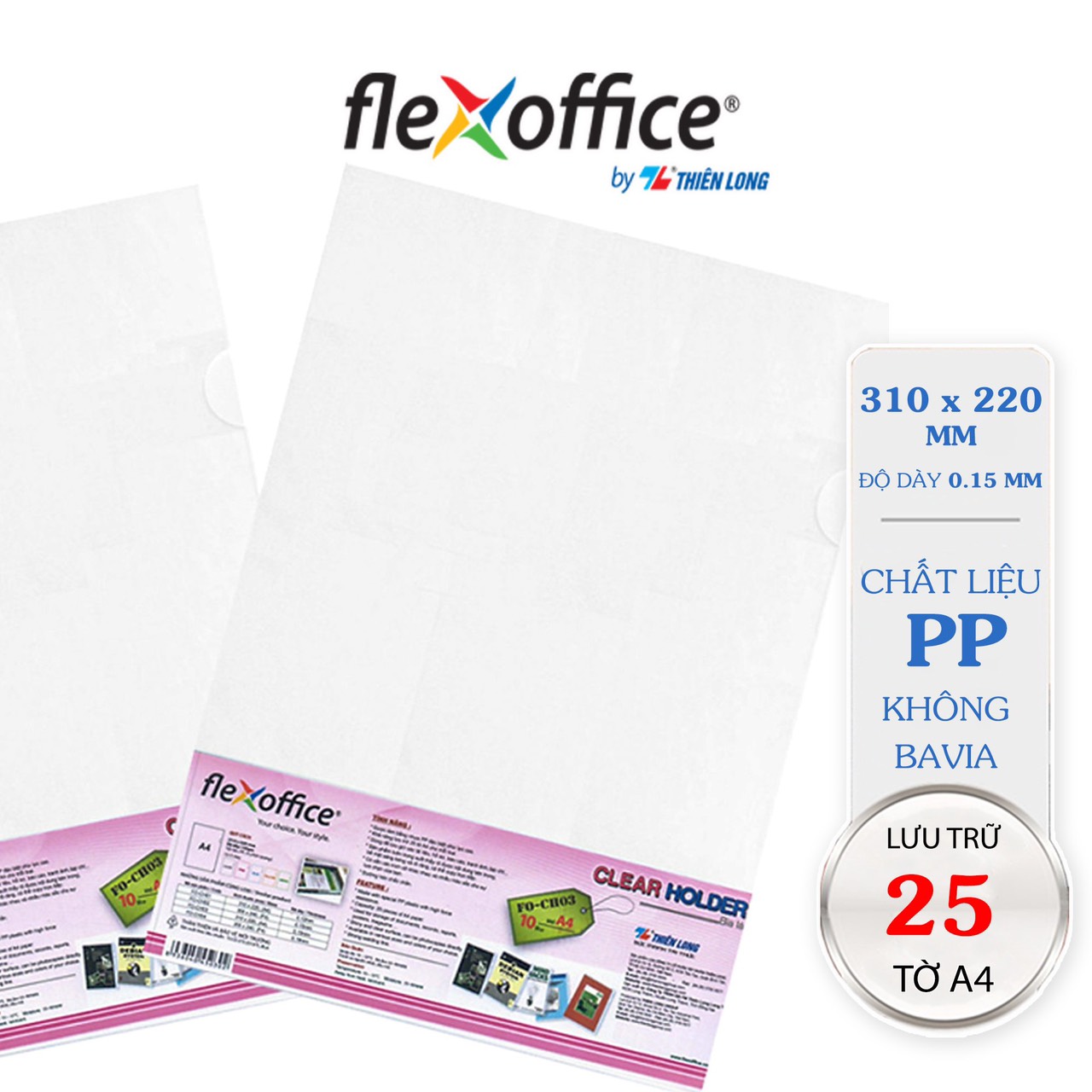 Combo túi/10bìa . bìa lá a4 flexoffice fo-ch03