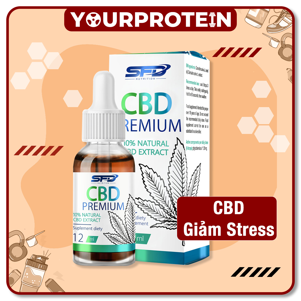 SFD Nutrition : CBD Premium 10% -12ml - Giảm Căng Thẳng , Hỗ Trợ Giấc Ngủ