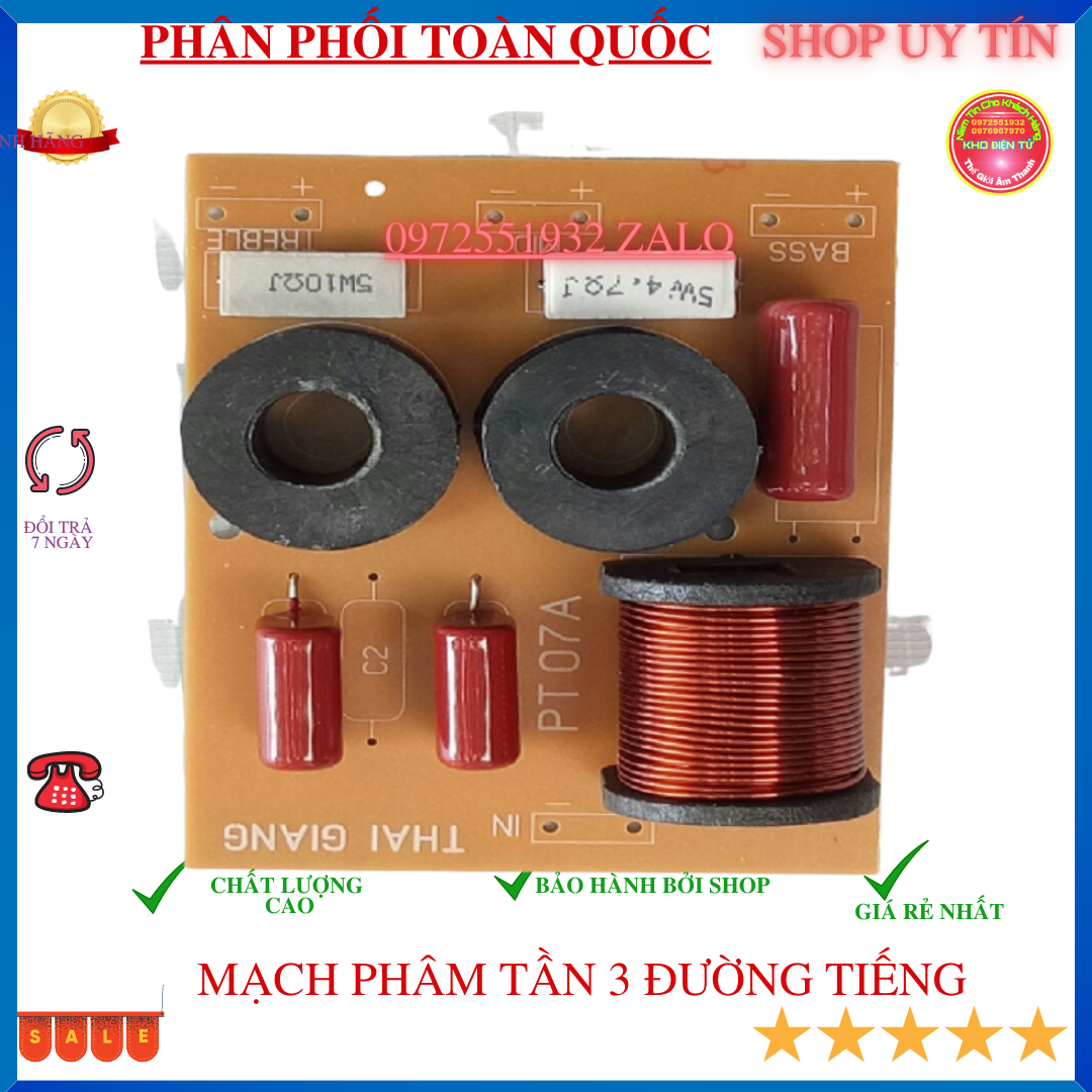 Phân tần 3 loa 1 bass 1mid 1 treble dùng cho loại bass 18,20,25,30 - giá 1 mạch