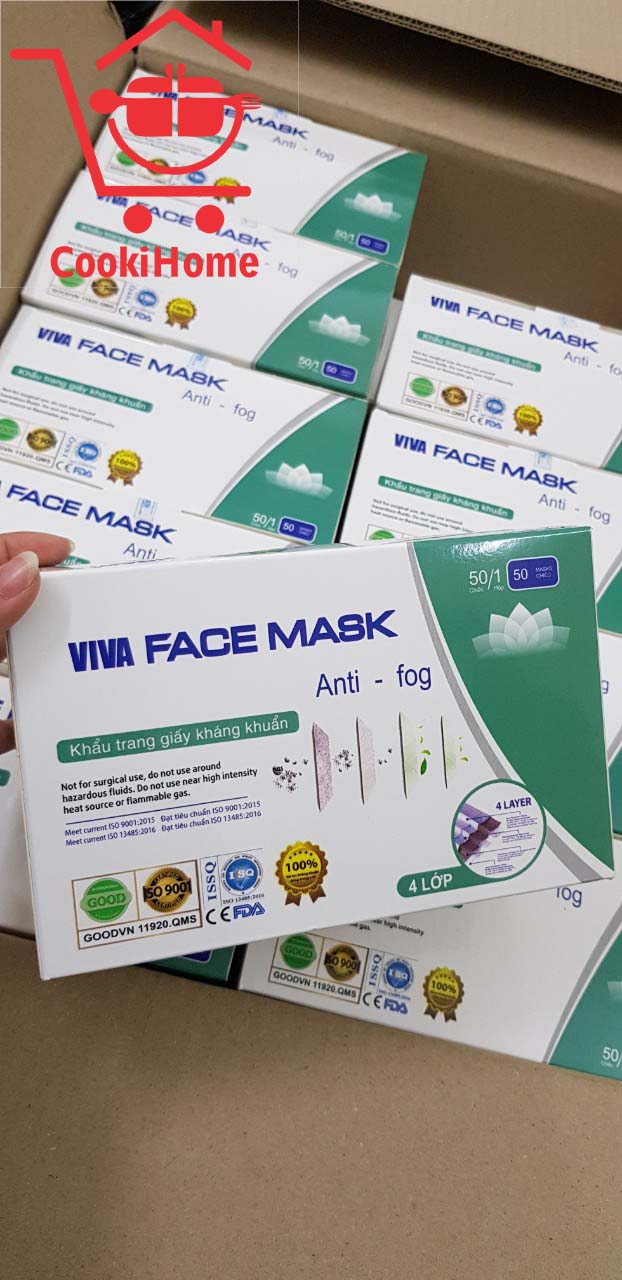 Khẩu trang giấy kháng khuẩn 4 lớp viva face mask