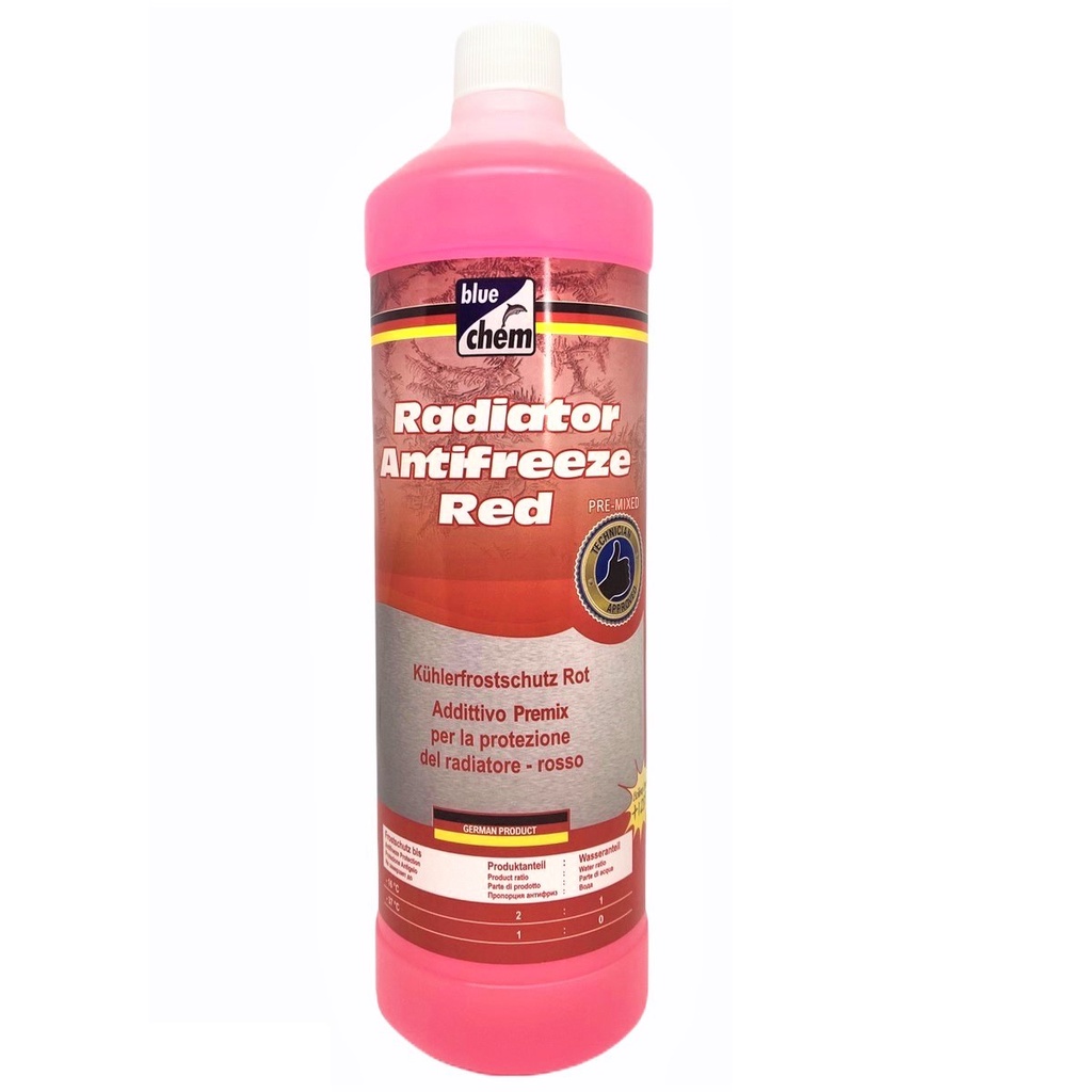 Nước làm mát động cơ ô tô và xe máy màu đỏ Bluechem Radiator Antifreeze Red 1L - Made in Germany