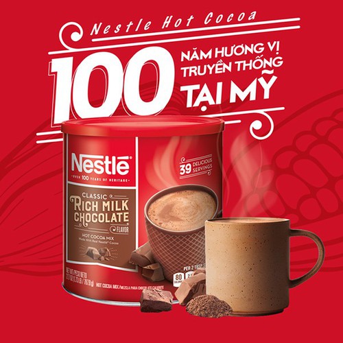 Bột socola sữa Classic Rich Milk Chocolate của Nestle Mỹ hộp 787gr