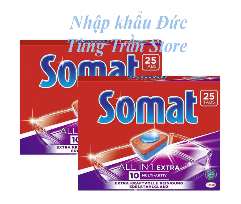 Combo 2 hộp viên rửa bát và làm bóng cao cấp somat all in 1 extra 10 multi - aktiv 25 viên - đức