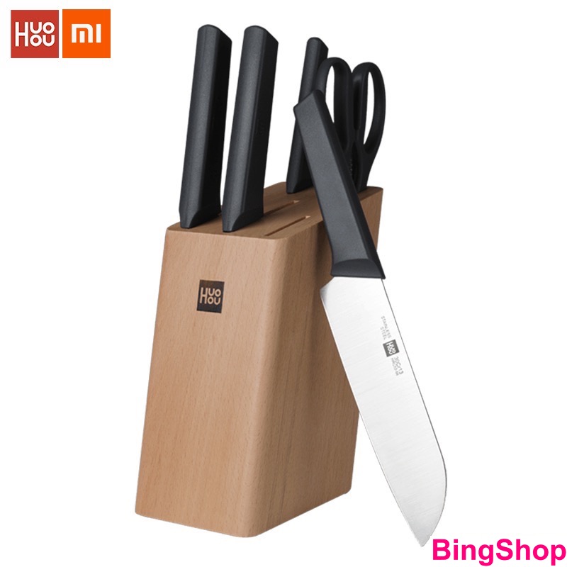 Bộ dao làm bếp 6 món Xiaomi HUOHOU HU0057 thép không gỉ siêu sắc tiện lợi bền bỉ Chính Hãng