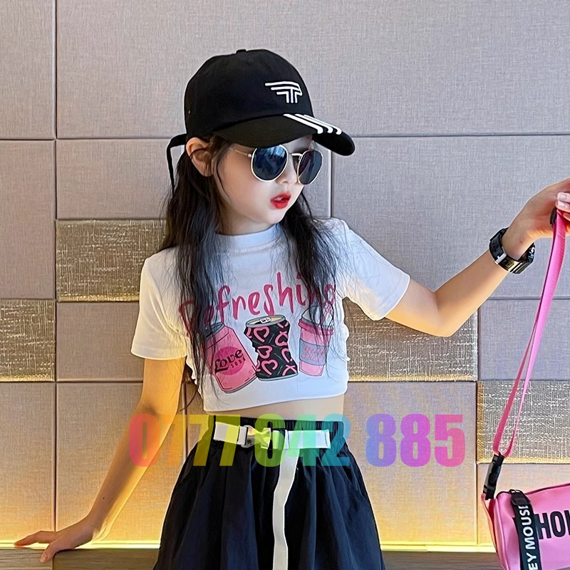 Croptop girls t shirt New reborn baby girls t shirt 17-47 kg Hebi kids cotton T-shirt - 4