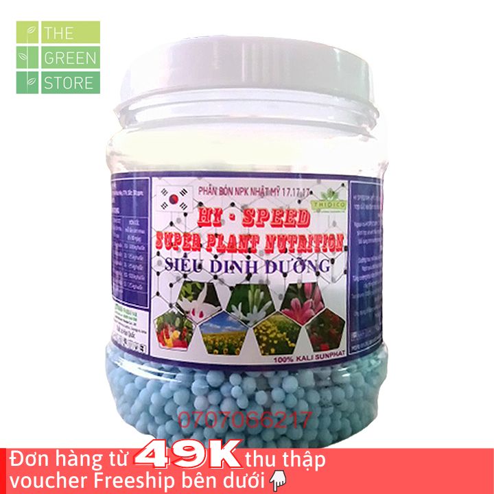 Phân bón NPK Hàn Quốc Hi-Speed 17-17-17+TE (200g) tan nhanh, dễ hấp thu cho hoa lan, hoa hồng, mai vàng, cây cảnh, rau màu, cây ăn trái