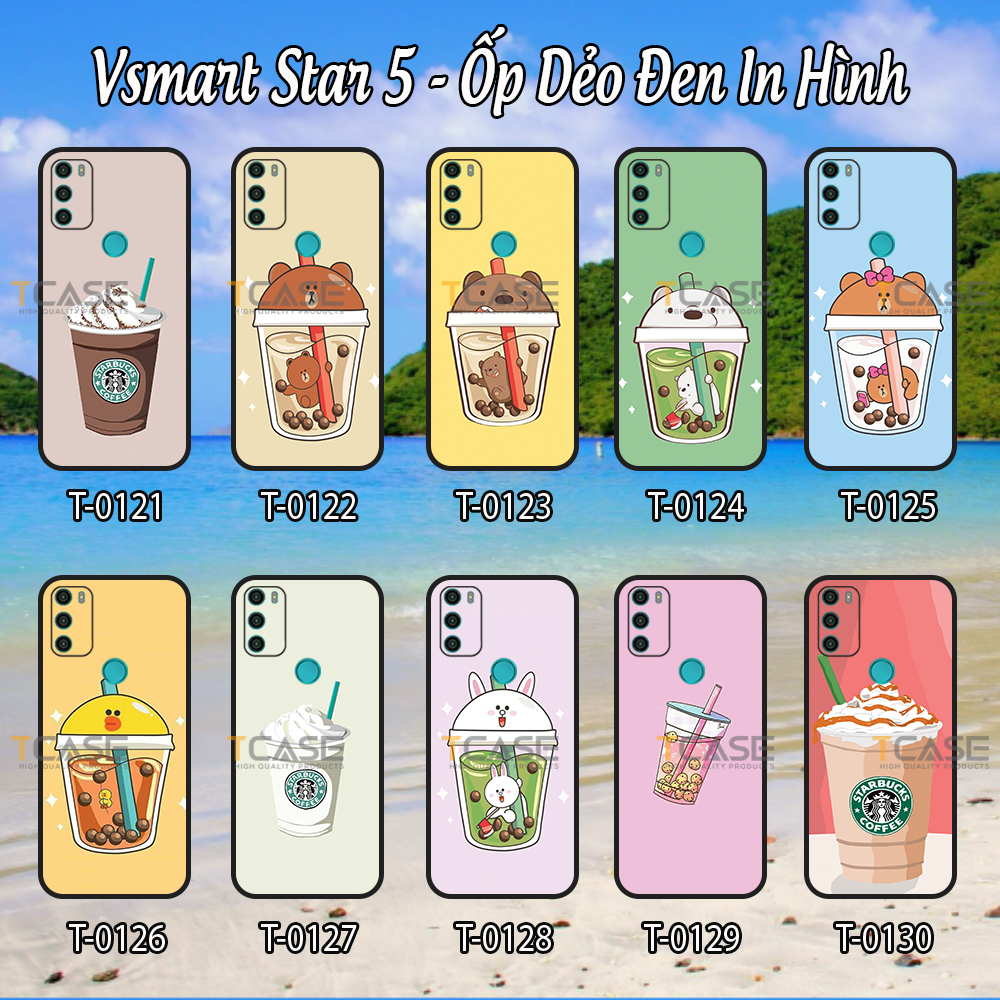 Ốp lưng Vsmart Star 5 - Ốp dẻo đen in hình Trà Sữa