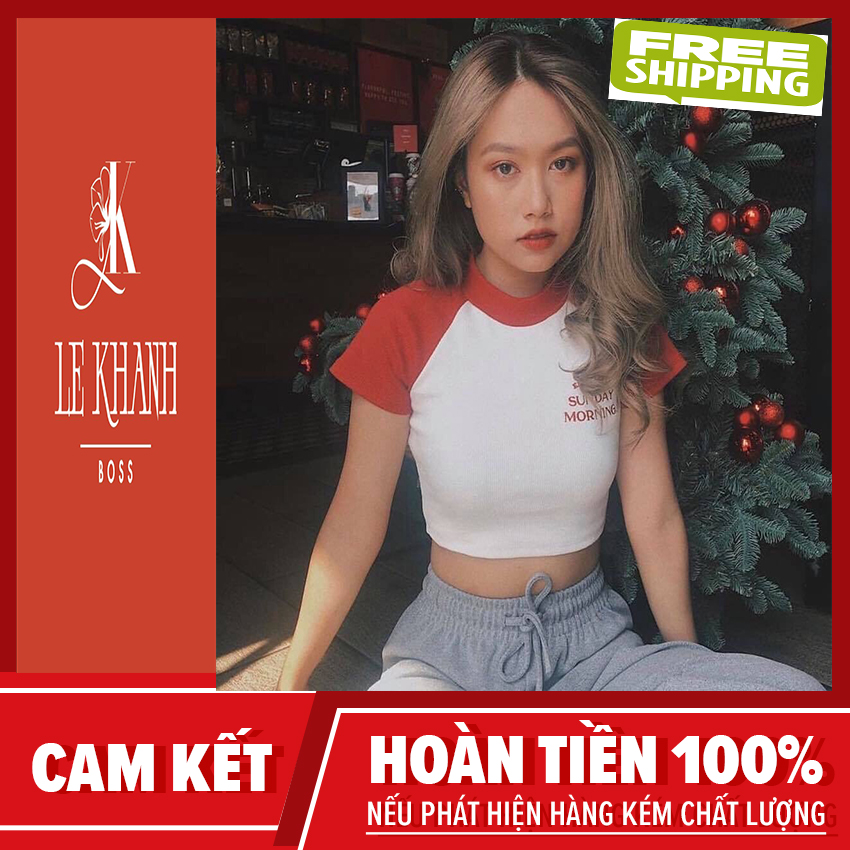ÁO THUN CROPTOP TAY PHỐI MÀU, áo croptop nữ, áo croptop nữ tay dài, áo kiểu nữ, áo thun nữ, Le Khanh Boss 2