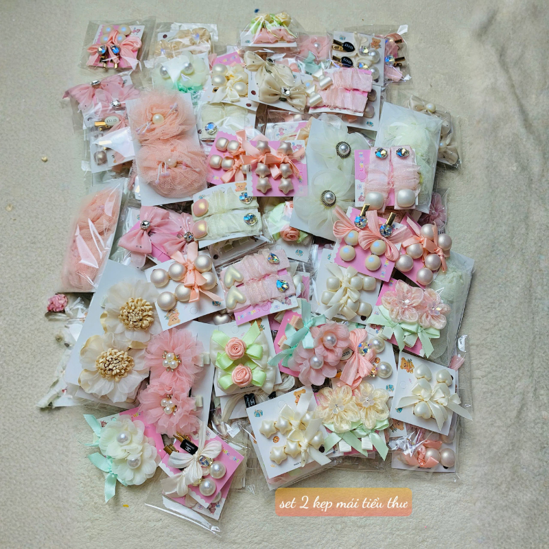 Set 2 Kẹp Tóc tiểu thư Đính Ngọc Trai Và Đá Pha Lê Cao Cấp, Sang Trọng, Phụ Kiện Đẹp Cho Mọi Outfit