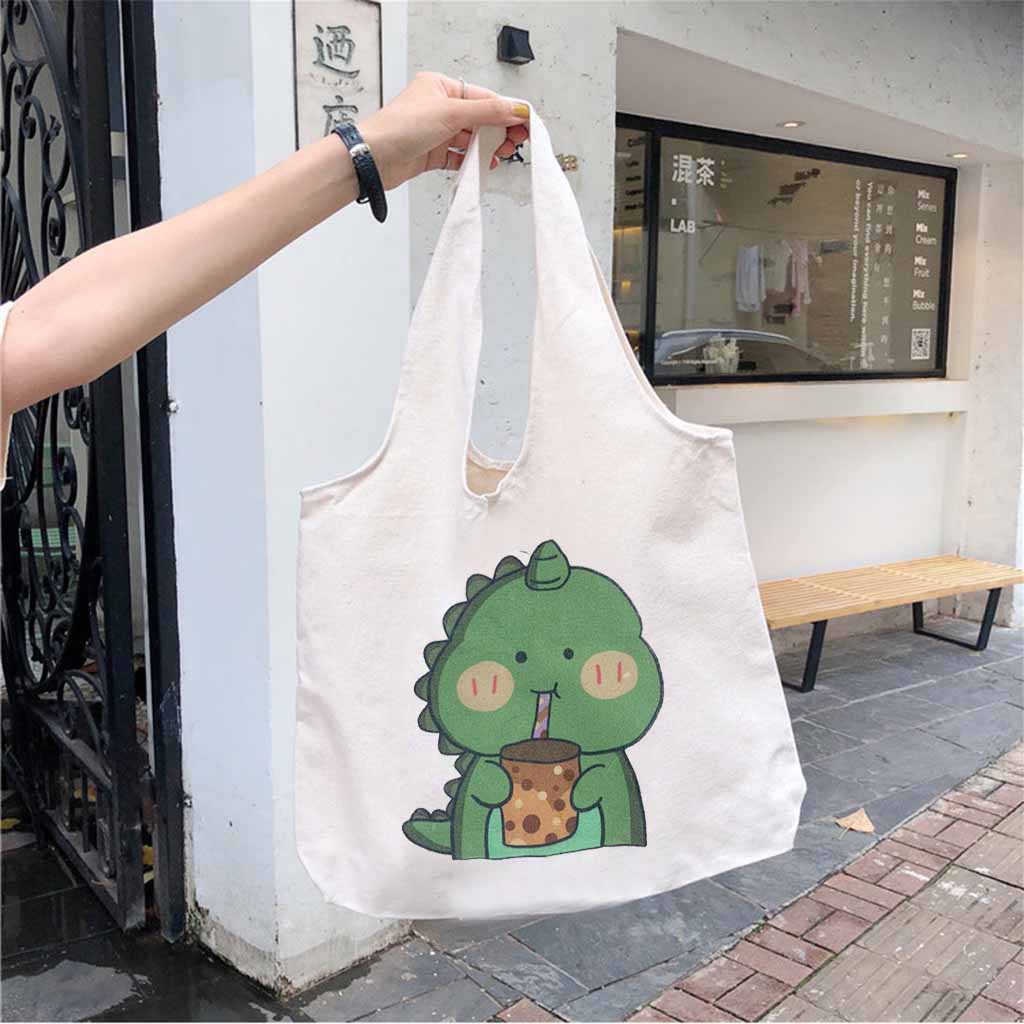 Túi tote vải khủng long hút tà tưa túi tote nữ đi học túi tote nữ túi tote nữ hàn quốc túi tote vải canvas túi tote vải đi học túi xách nữ đeo vai túi đeo chéo xéo vai C1040M
