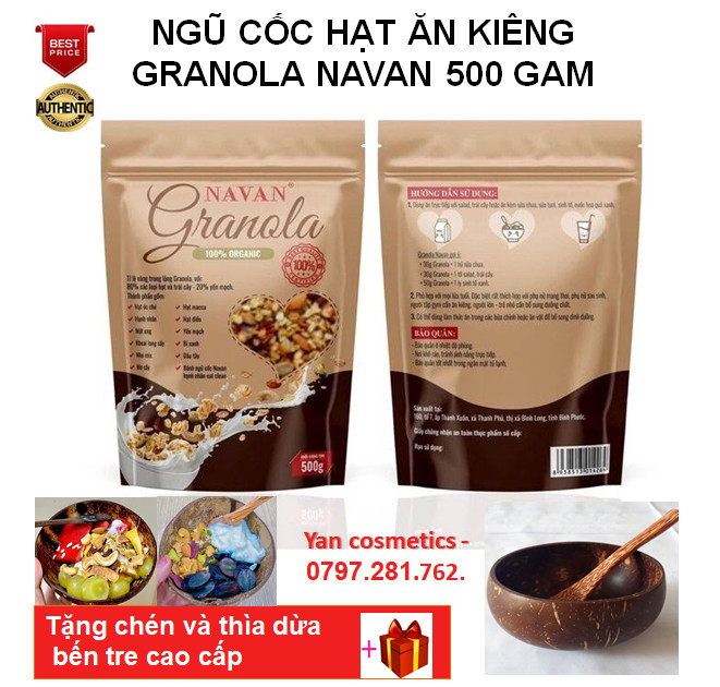 Túi 500 gam Ngủ cốc hạt dinh dưỡng ăn sáng, ăn kiêng , ngủ cốc giảm cân / Ngũ cốc hạt Granola Navan 500gam / ngũ cốc ăn kiêng dinh dưỡng tặng quà