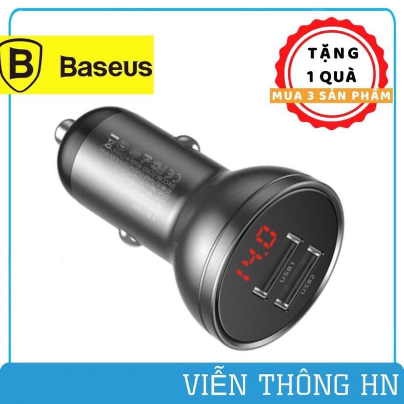 Tẩu sạc ô tô baseus digital display 24w dual usb 4.8A - củ sạc đa năng 2 cổng sạc cho các dòng ô tô xe hơi ....