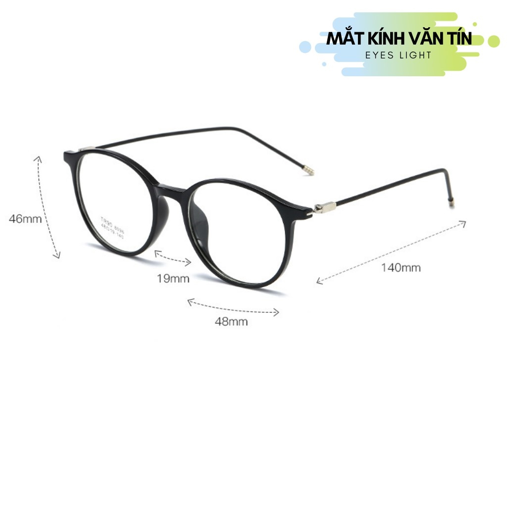 Gọng kính cận nữ T8096 mắt kính tròn thời trang chất liệu nhựa dẻo