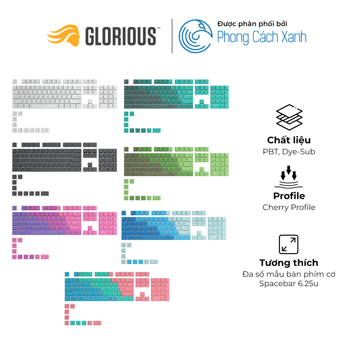 Bộ Keycap Glorious GPBT 114 phím(US ANSI) - Hàng Chính Hãng