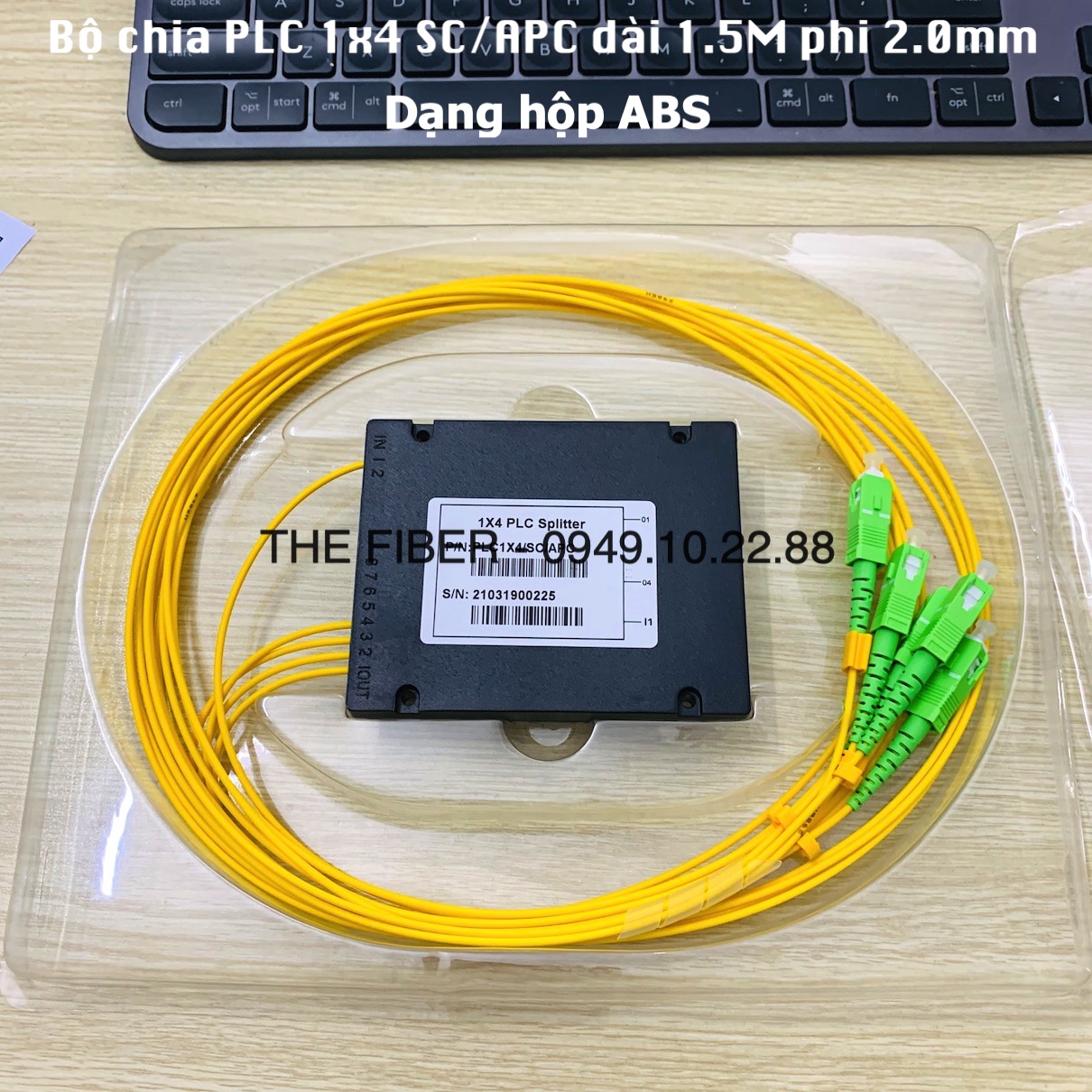 Bộ chia quang dạng hộp abs plc 1x4 sc/apc dài 1.5m phi 2.0mm