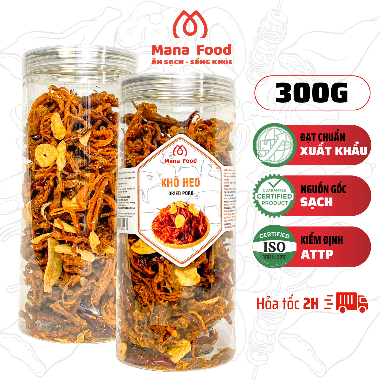 Khô heo cháy tỏi mana food, khô lợn cháy tỏi, khô bò, khô mực | thịt heo thật - atvstp, ngon, chất lượng - 300g