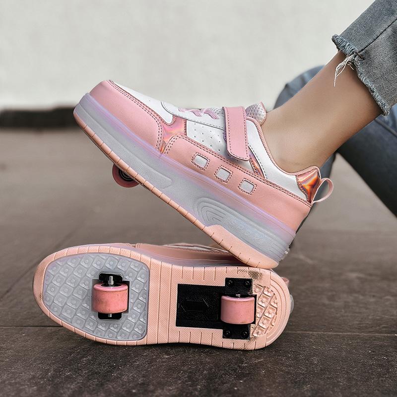 [Giày trượt patin] hai bánh dẫn có thể sạc lại sáng giày dành cho người lớn Con lăn giày trượt băng thể thao ngoài trời bánh xe Giày