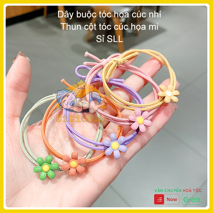 Combo 10 dây buộc tóc hoa cúc phong cách Hàn Quốc trẻ trung, thun cột tóc cúc họa mi